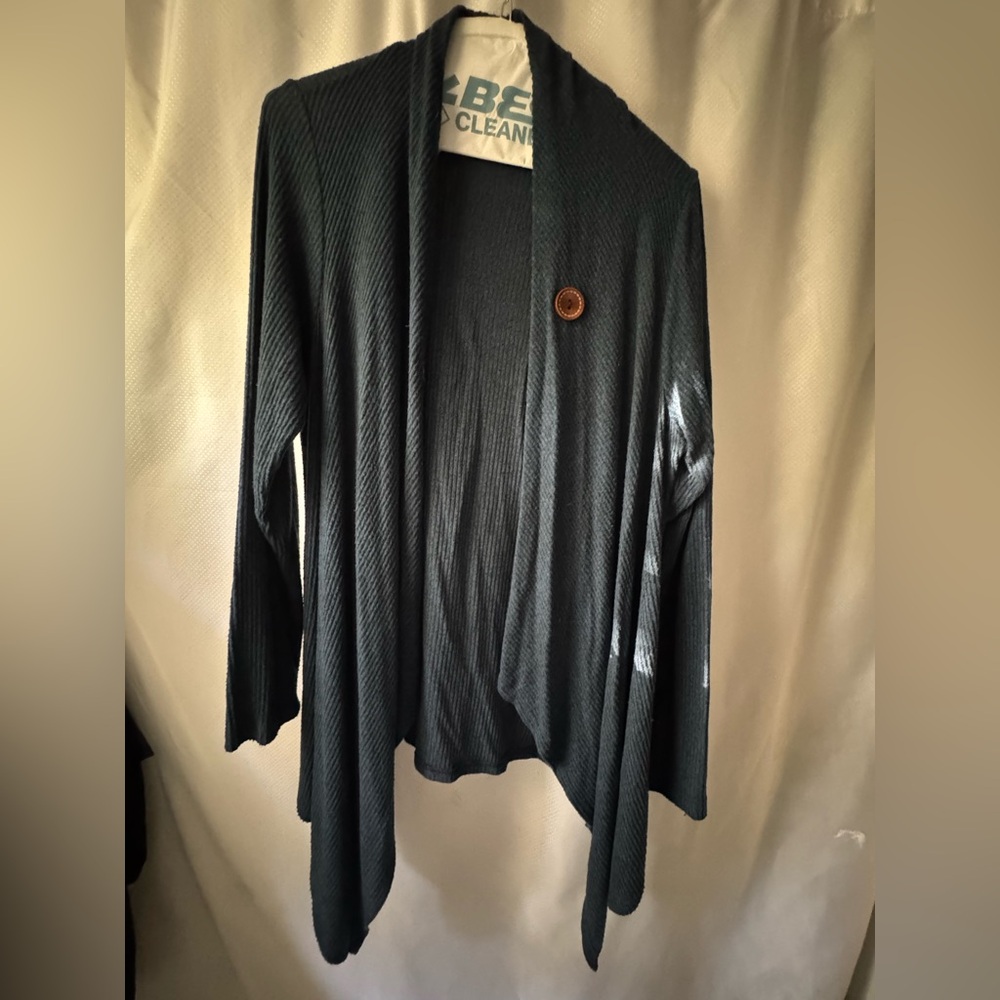 Bobeau Navy Ribbed Knit Cardigan